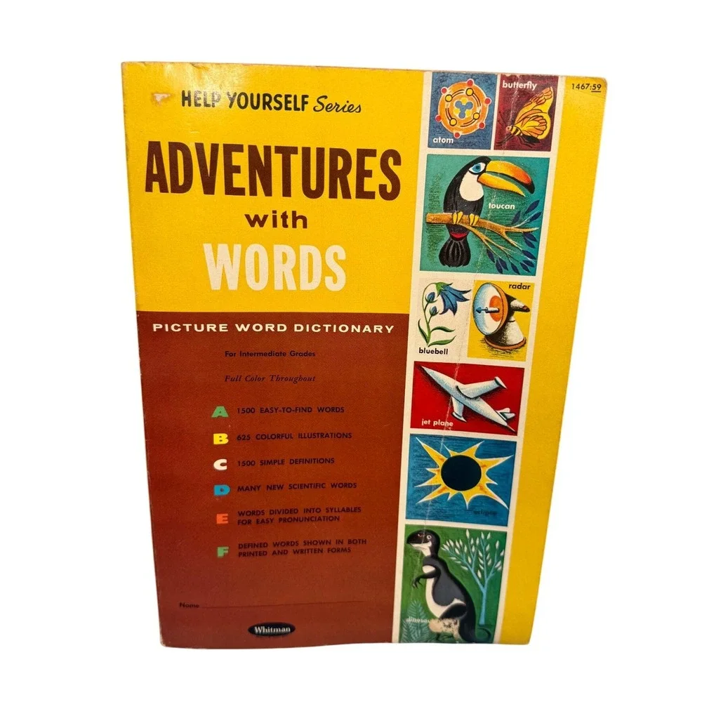 VTG 1961 Whitman Adventures with Words Picture‎ Dictionary School Book Clean